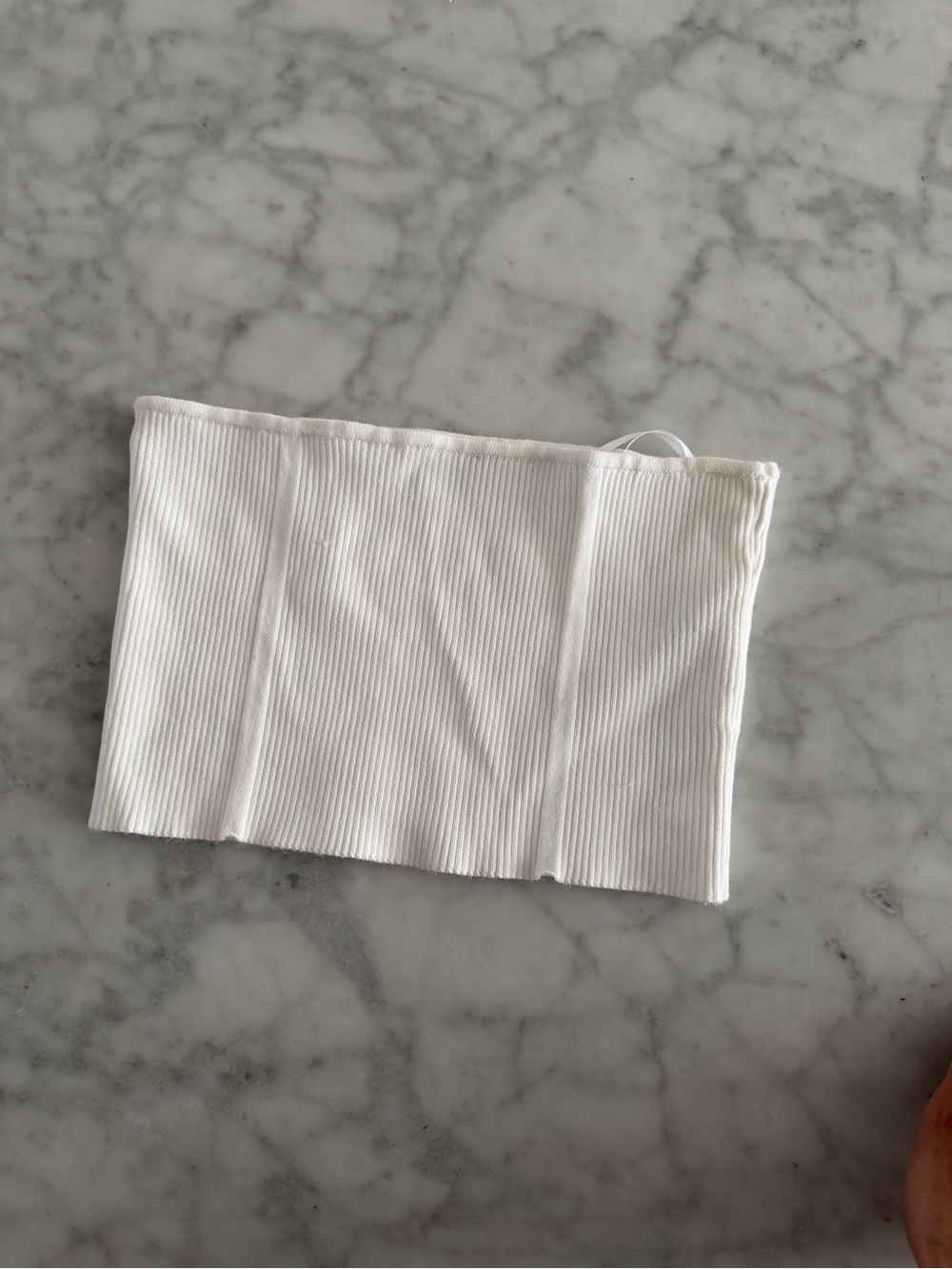 Zara White Ribbed Bandeau Top